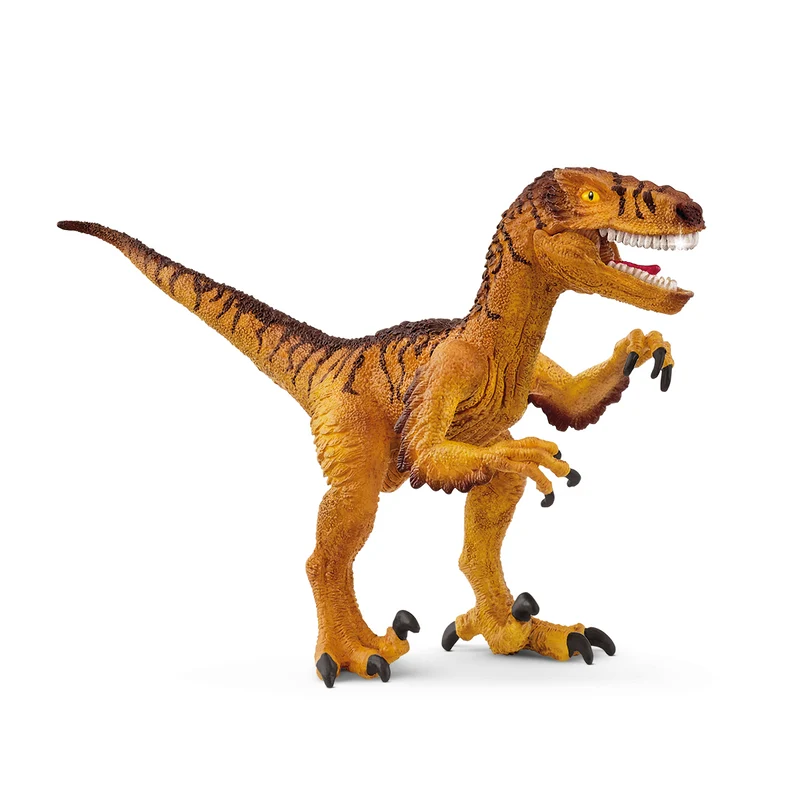 Realistic Velociraptor Dinosaur Toy Figure - Articulated Jaw, Feathered Skin