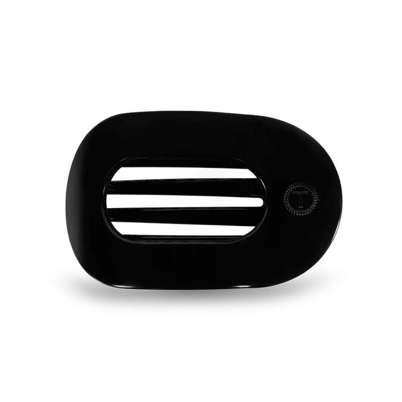Jet Black Medium Flat Round Hair Clip