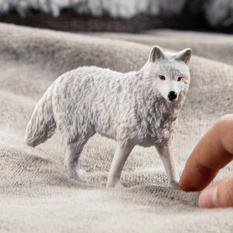 Detailed Arctic Wolf Figurine: Realistic Wild Animal Toy for Imaginative Play