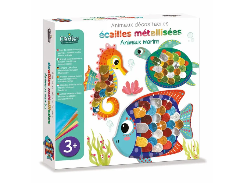 Coffret créatif Animaux Écailles métallisées - Animaux marins