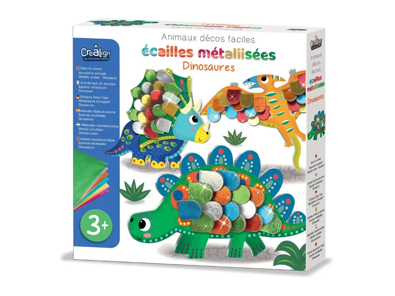 Coffret créatif Animaux Écailles métallisées - Dinosaures