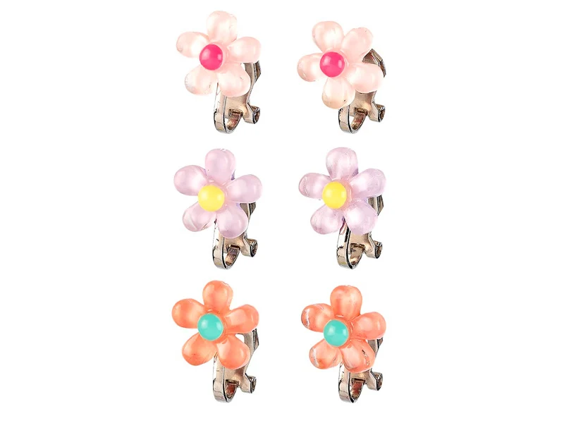 Lot de 3 paires de boucles d'oreilles à clip - Fleur