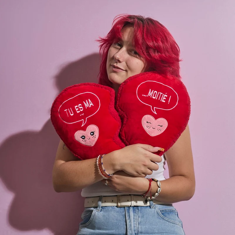 COUSSIN COEUR AIMANTE TU ES MA MOITIE