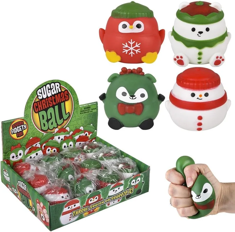 Single Christmas Squeezy Sugar Ball 2.4in Toy