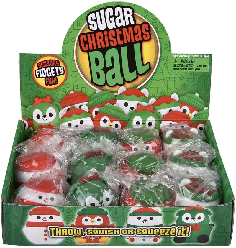 Single Christmas Squeezy Sugar Ball 2.4in Toy