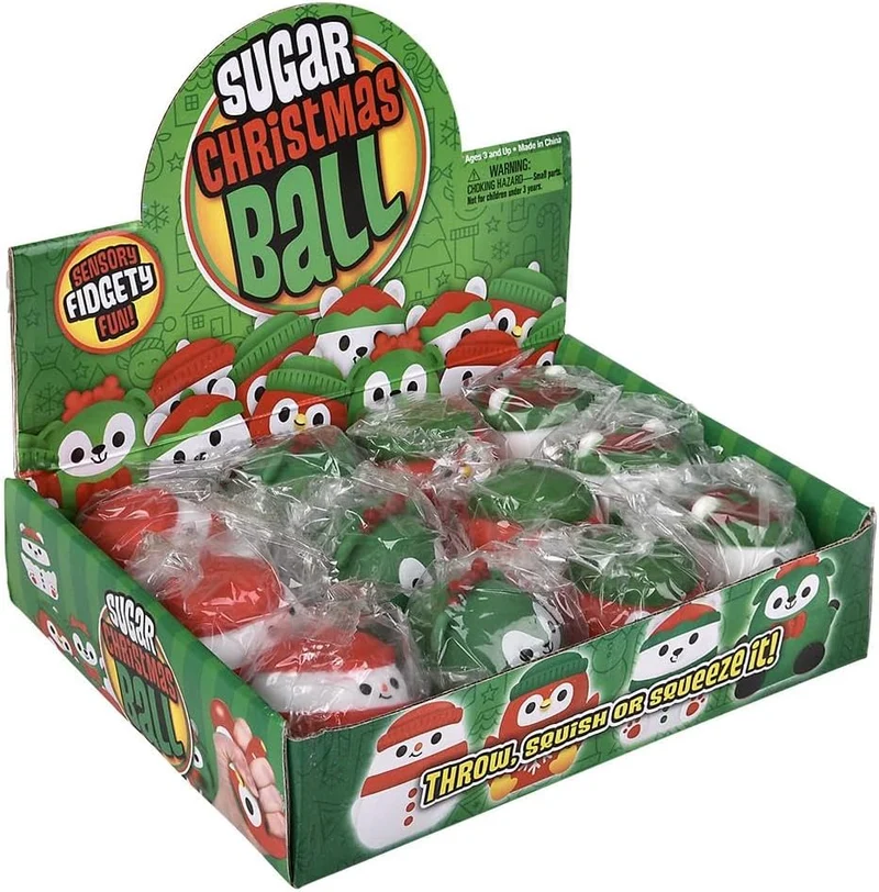 Single Christmas Squeezy Sugar Ball 2.4in Toy