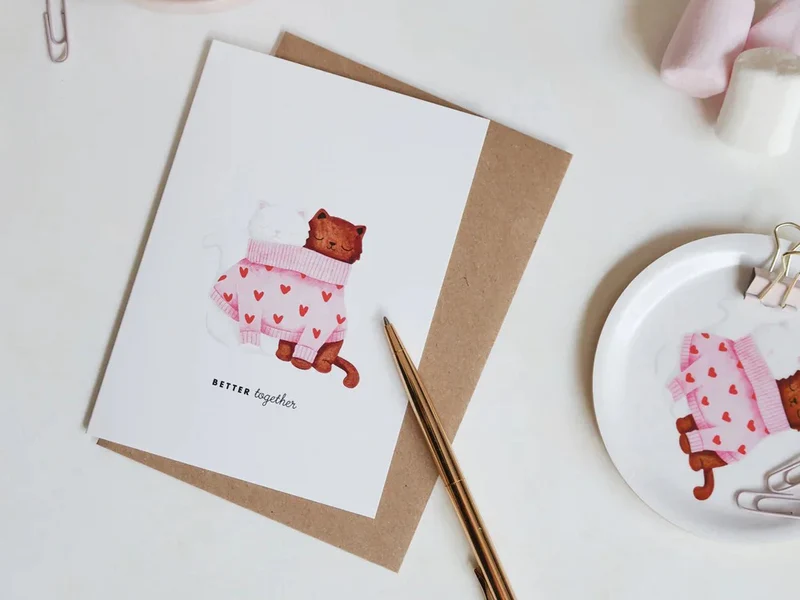 Carte aquarelle - Better Together Cats - ATWS