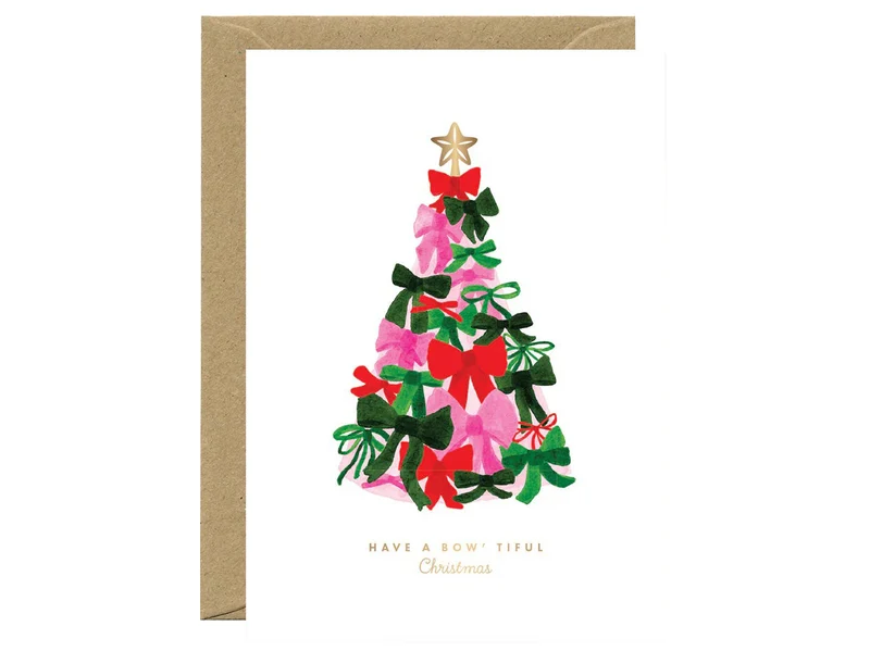 Carte de voeux aquarelle & dorure - Bowtiful christmas tree - ATWS