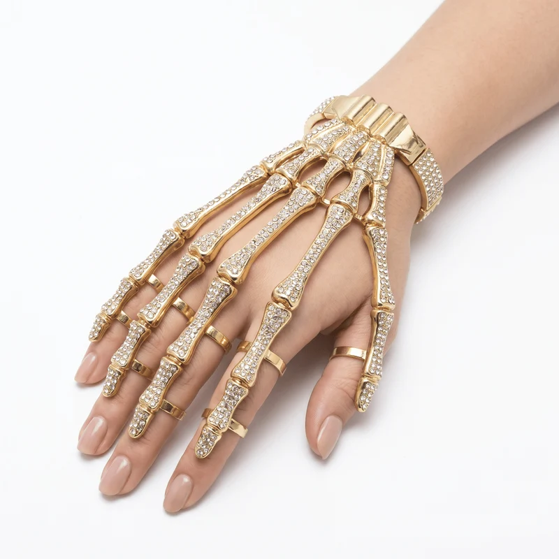 Gold Skeleton Hand Bracelet, 1 Count