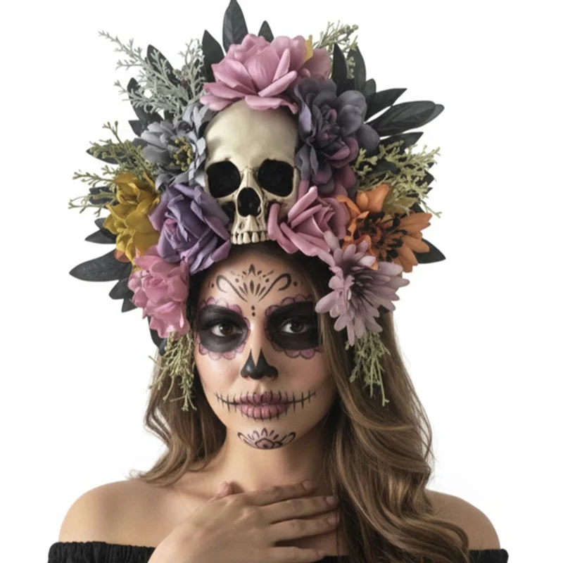 Skull Floral Headband for Adults
