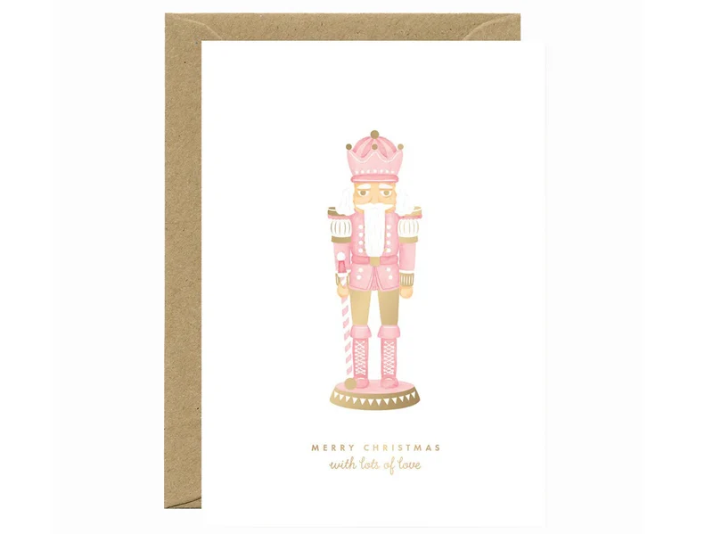 Carte de Noël aquarelle - Pink Nutcracker - ATWS