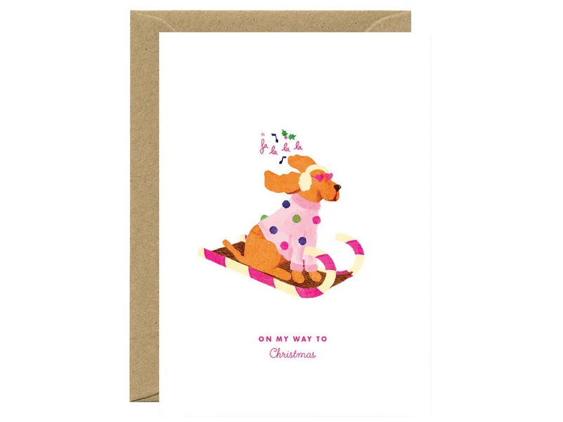 Carte de Noël aquarelle - Christmas dog sled - ATWS