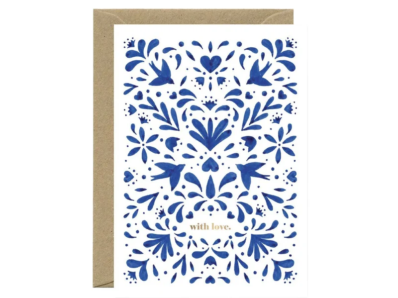 Carte aquarelle & dorure - Blue Swallow - ATWS