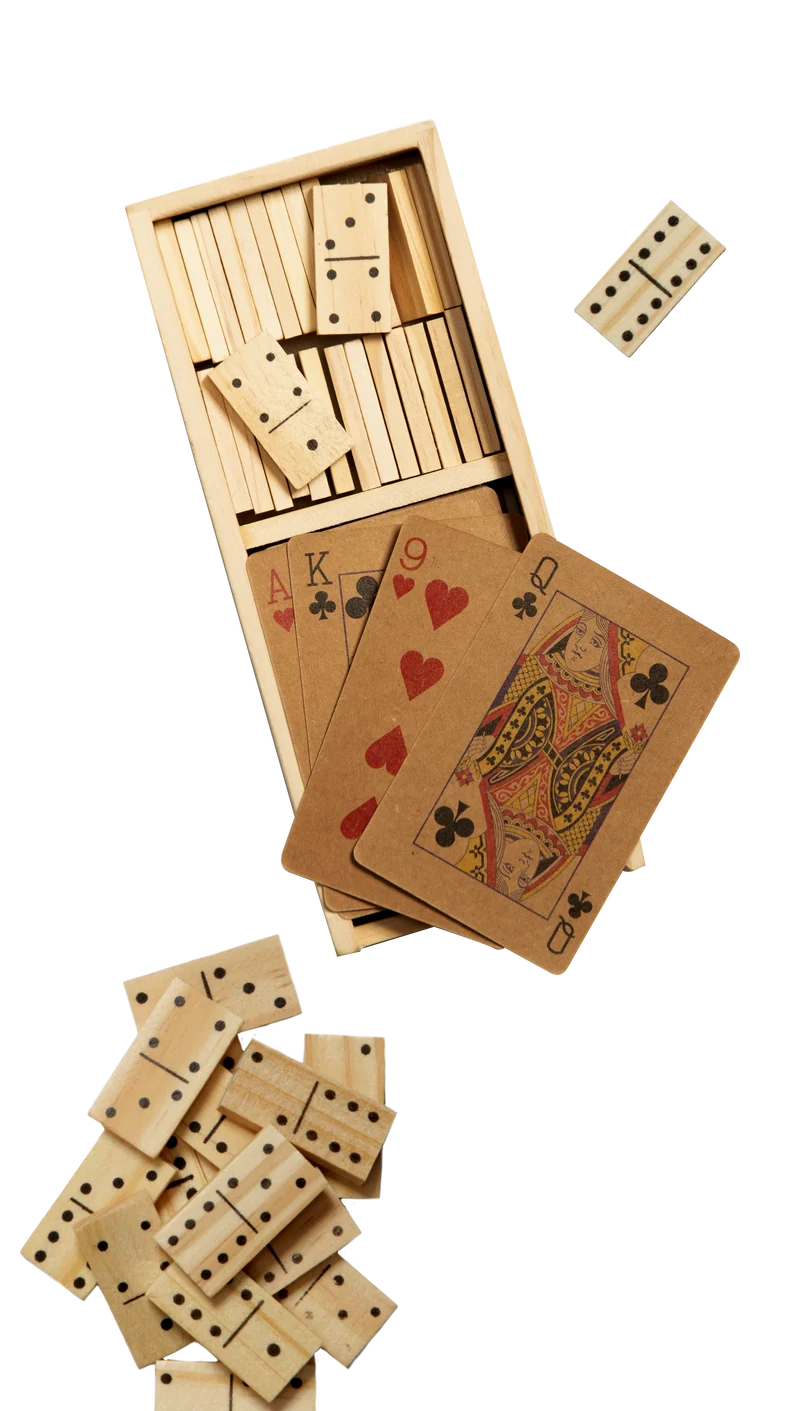 COFFRET JEU DE DOMINOS ET CARTES KRAFT