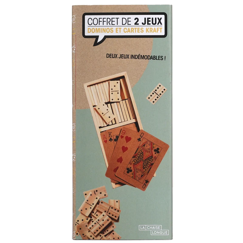COFFRET JEU DE DOMINOS ET CARTES KRAFT