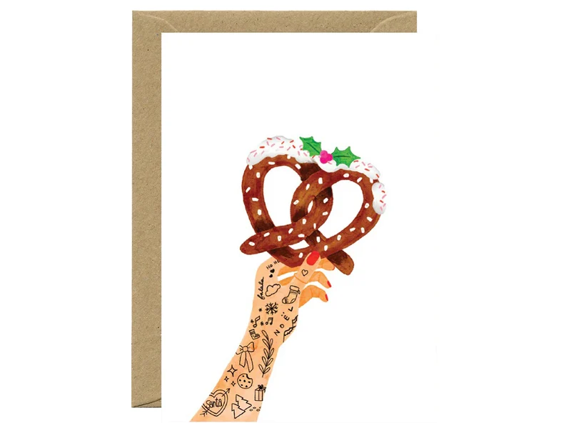 Carte de Noël aquarelle - Christmas bretzel - ATWS
