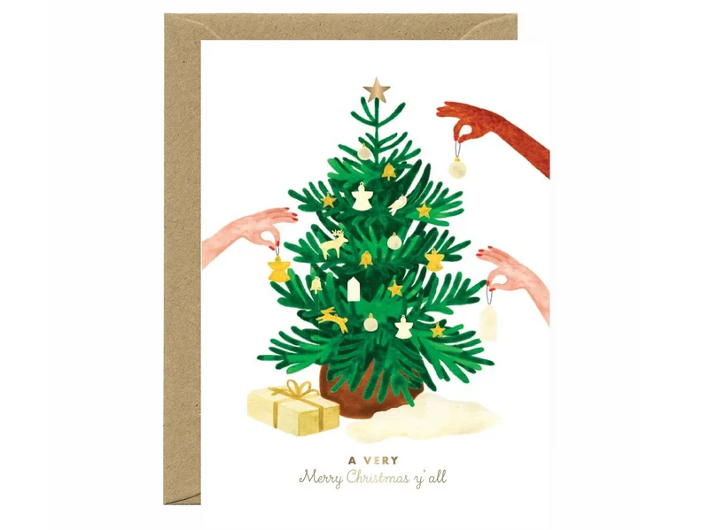 Carte de Noël aquarelle & dorure - Christmas tree chic - ATWS