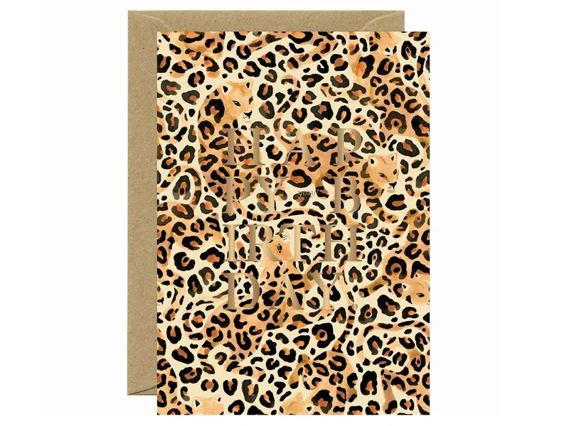 Carte d'anniversaire aquarelle & dorure - Leopard - ATWS