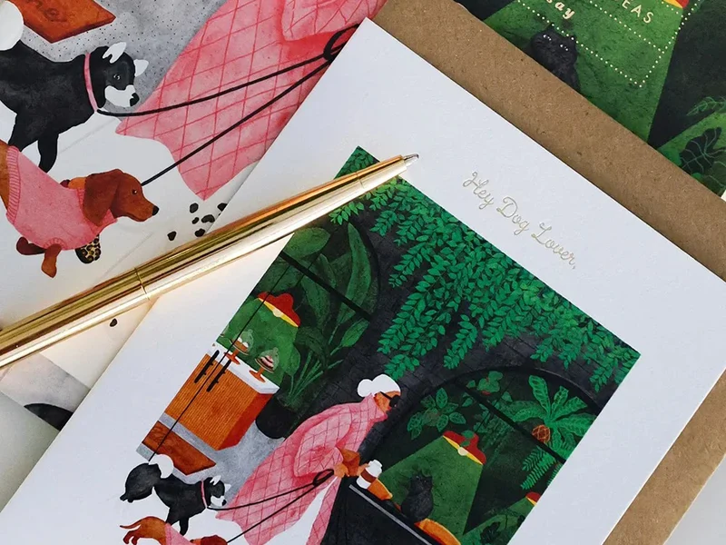 Carte d'anniversaire aquarelle & dorure - Birthday dog lovers - ATWS