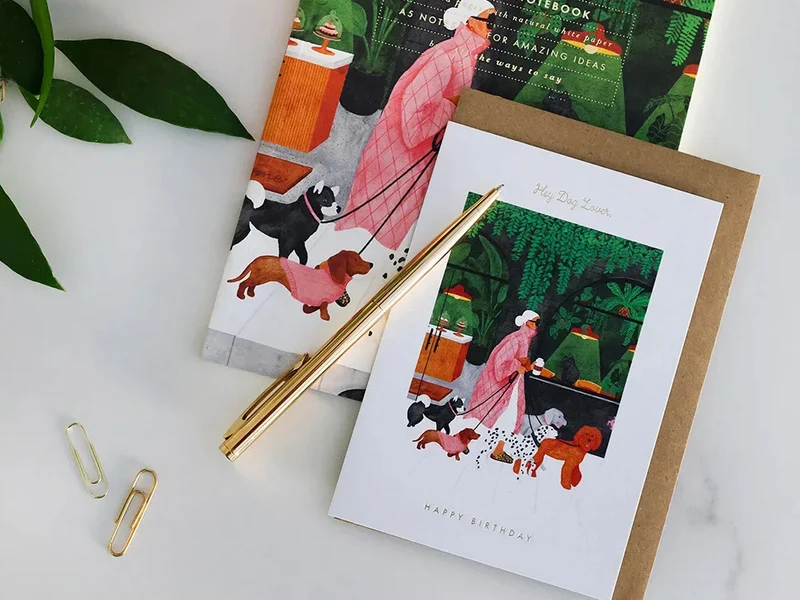 Carte d'anniversaire aquarelle & dorure - Birthday dog lovers - ATWS