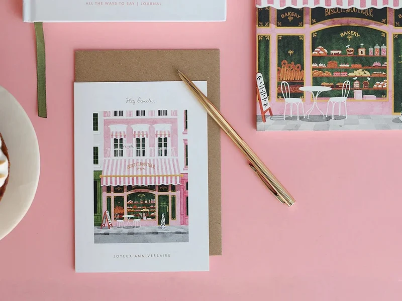 Carte d’anniversaire aquarelle & dorure - Birthday Bakery - ATWS
