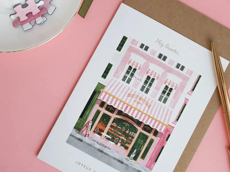 Carte d’anniversaire aquarelle & dorure - Birthday Bakery - ATWS