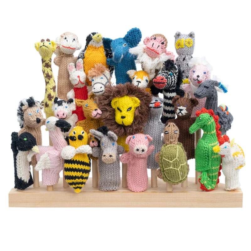 CROCHET Finger Puppet Animal and People Mix in Organic Cotton