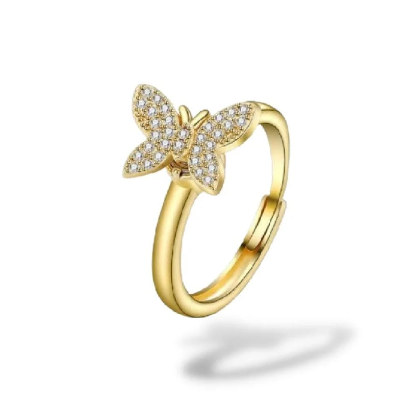 Bague Papillon Orné Rotative