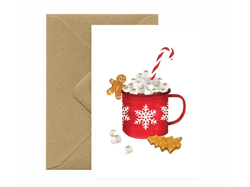 Carte de Noël aquarelle - Winter Mug Hot Chocolate - ATWS