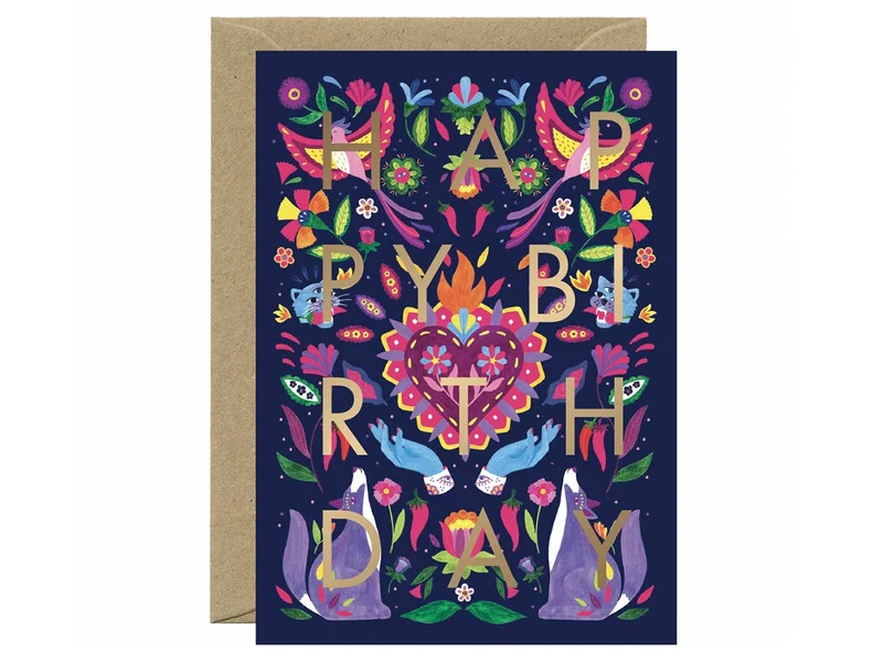 Carte d'anniversaire aquarelle & dorure - Mexican Birthday - ATWS