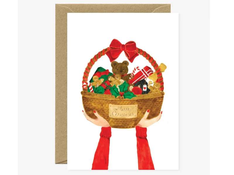 Carte de Noël aquarelle - Christmas Basket - ATWS