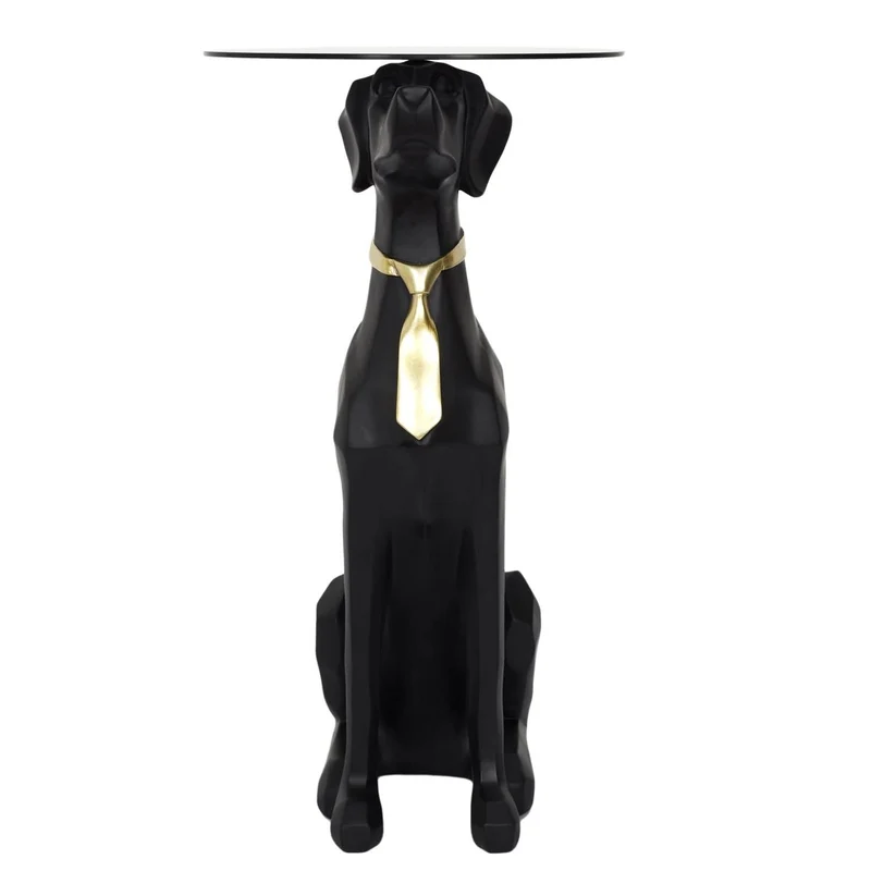 TABLE BASSE DECO CHIEN ASSIS 66CM