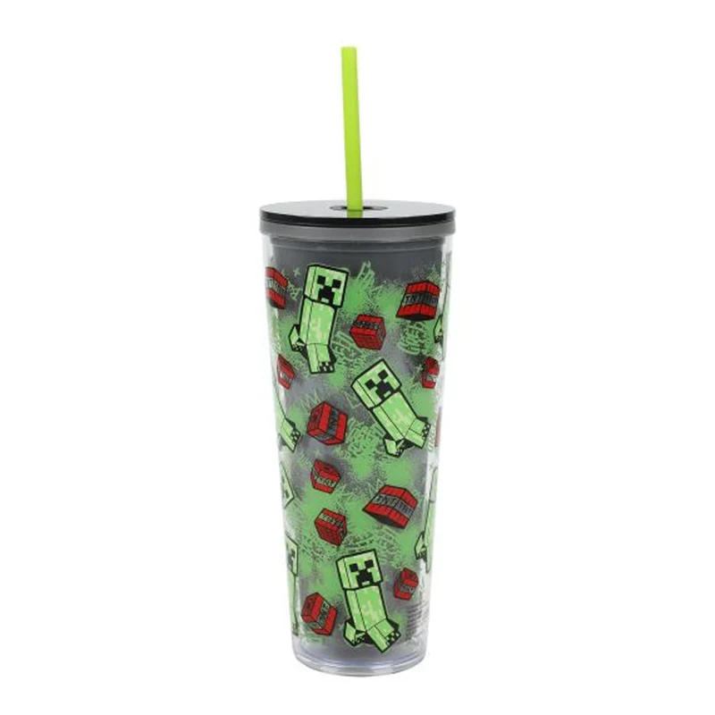 Minecraft Creeper and TNT Tumbler with Straw, 26 Oz, 1 Count
