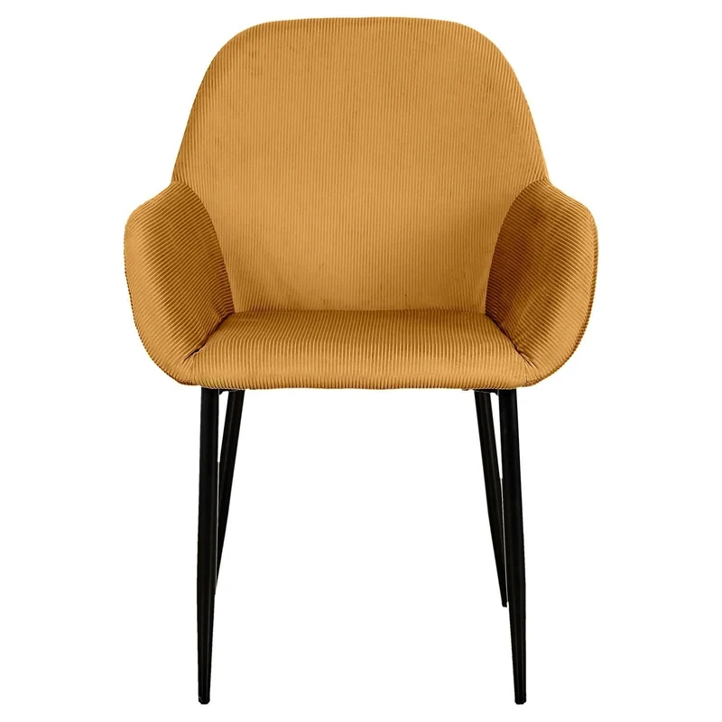 FAUTEUIL GIULIA JAUNE MOUTARDE VELOURS COTELE - Lot de 2