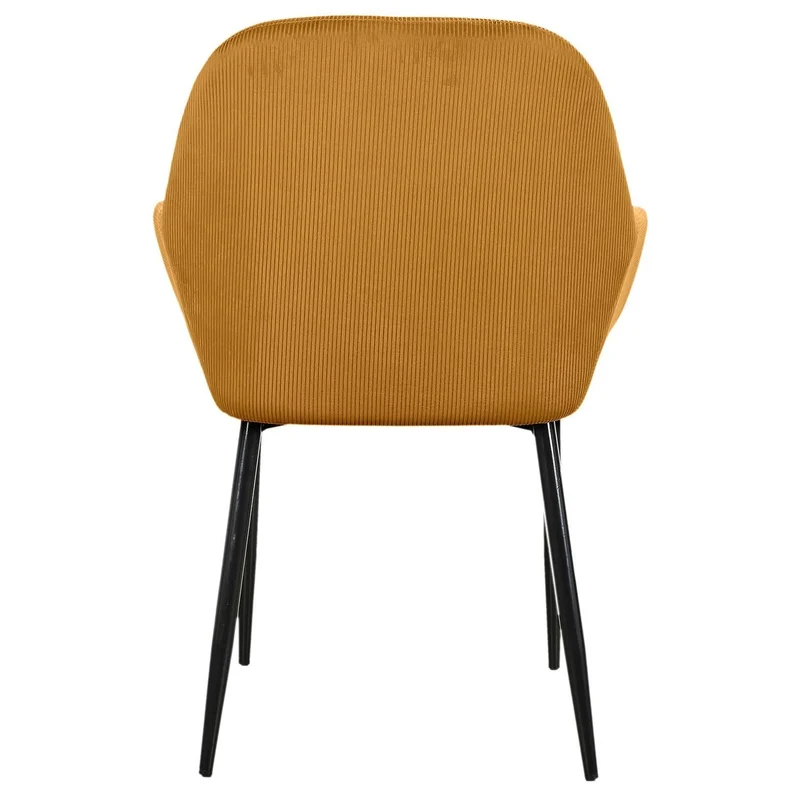 FAUTEUIL GIULIA JAUNE MOUTARDE VELOURS COTELE - Lot de 2