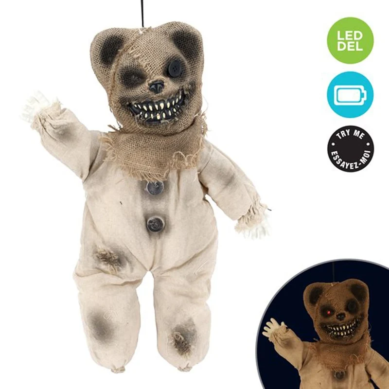 Hanging Light-Up Creepy Teddy Bear Doll, Halloween Decoration, 1 Count