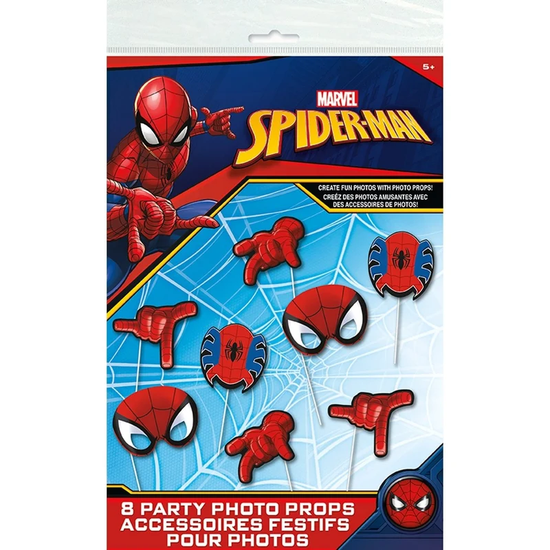 Spider-Man Birthday Party Photo Booth Props, Marvel, 8 Count