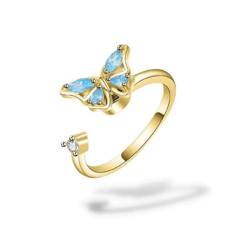 Bague Papillon anti-stress rotative