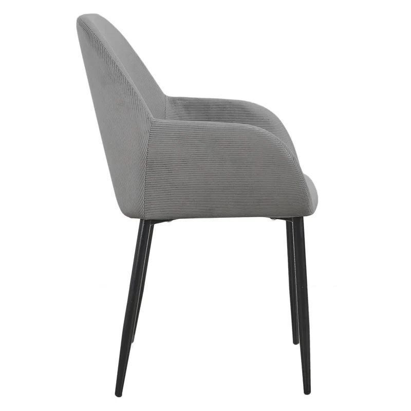 FAUTEUIL GIULIA GRIS FONCE VELOURS COTELE - Lot de 2