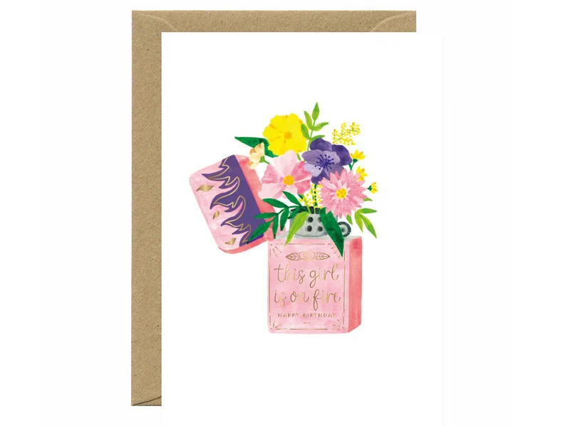 Carte d'anniversaire aquarelle & dorure - Flower Lighter - ATWS