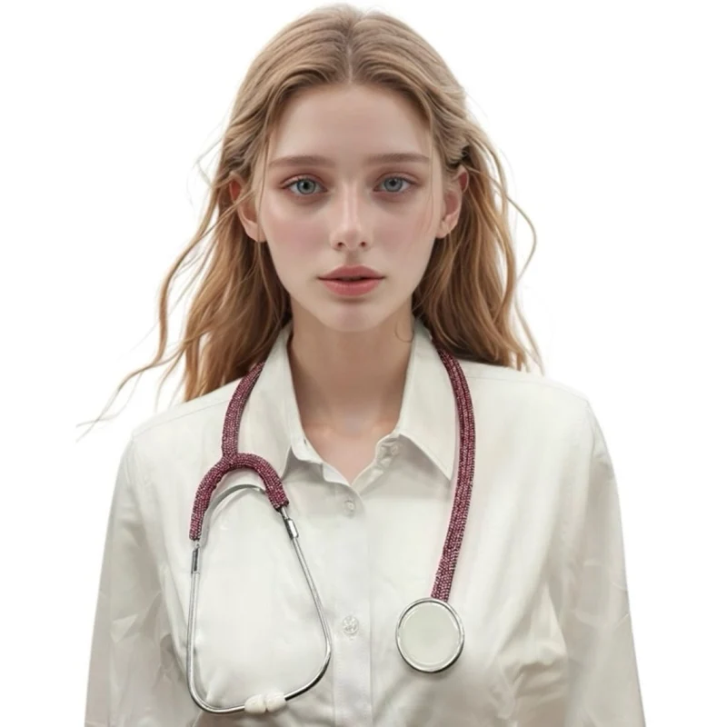 Pink Rhinestone Stethoscope for Adults, Doctor Costume Accessory