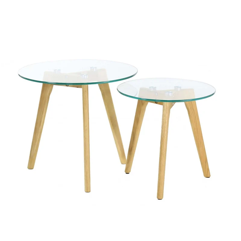 TABLE GIGOGNE EN VERRE TREMPE PLATEAU ROND X2