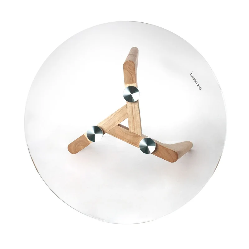 TABLE GIGOGNE EN VERRE TREMPE PLATEAU ROND X2