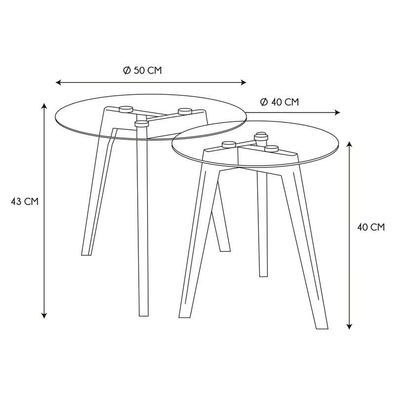 TABLE GIGOGNE EN VERRE TREMPE PLATEAU ROND X2