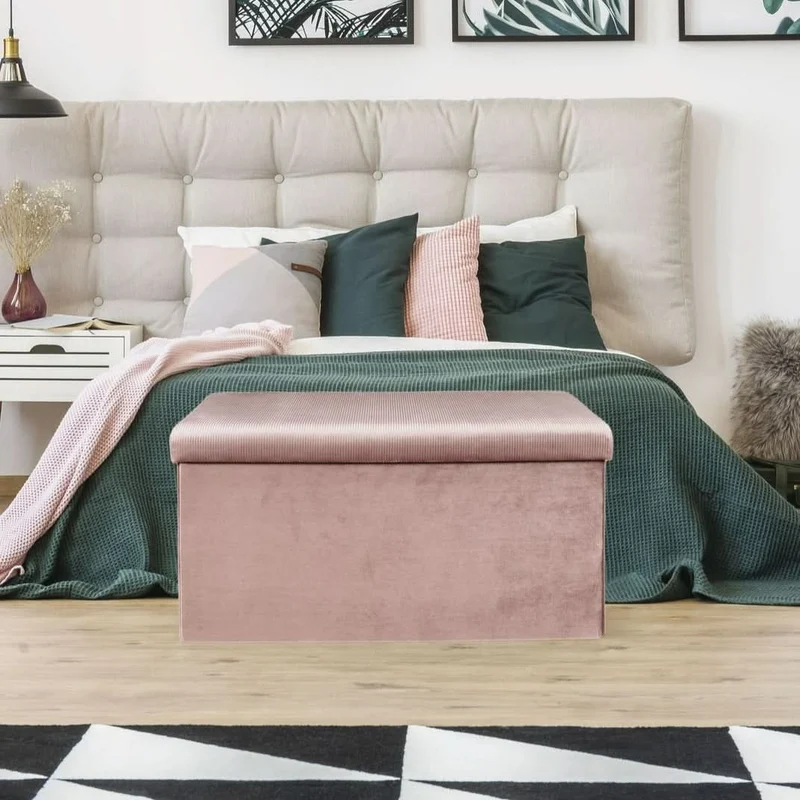COFFRE BANC PLIABLE VELOURS COTELE GIULIA ROSE