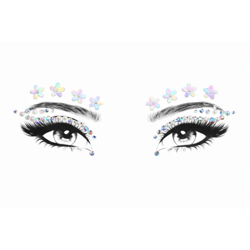 Flower Face Art Crystal Stickers, 1 Count