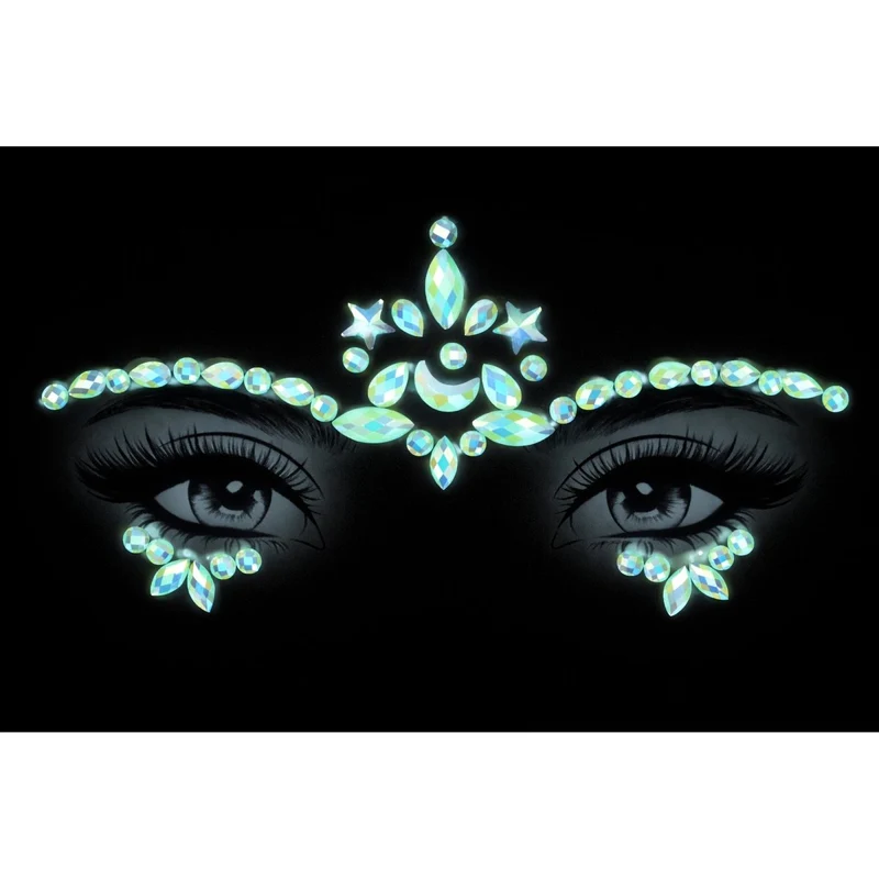 Glow in the Dark Face Art Crystal Stickers, 1 Count