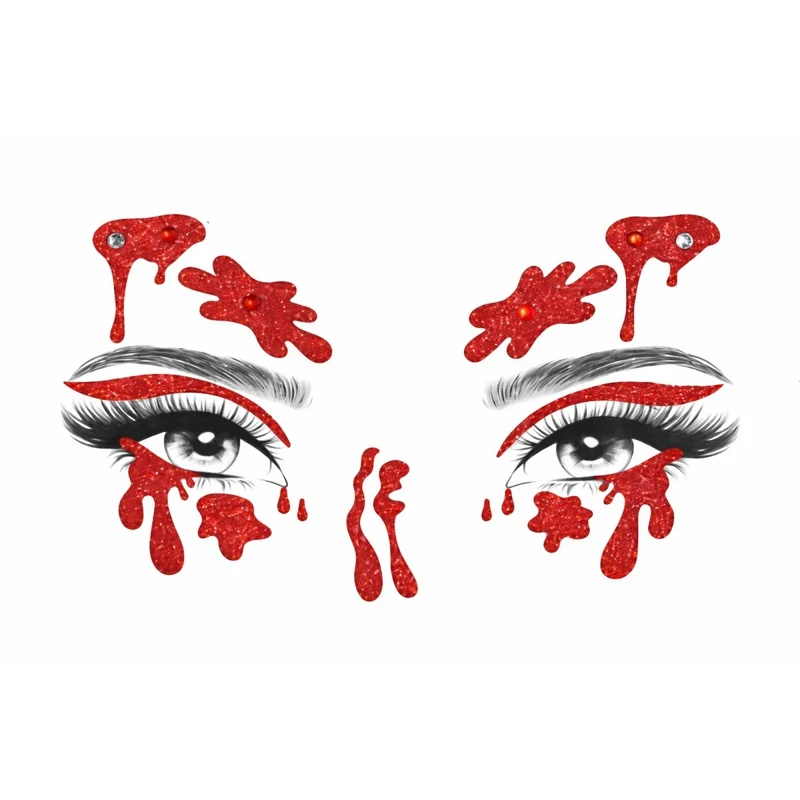 Bloody Face Art Crystal Stickers, 1 Count