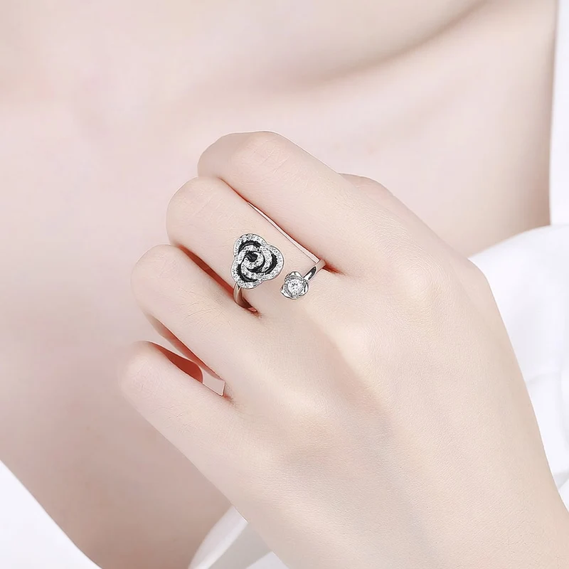Bague anti-stress rose rotative