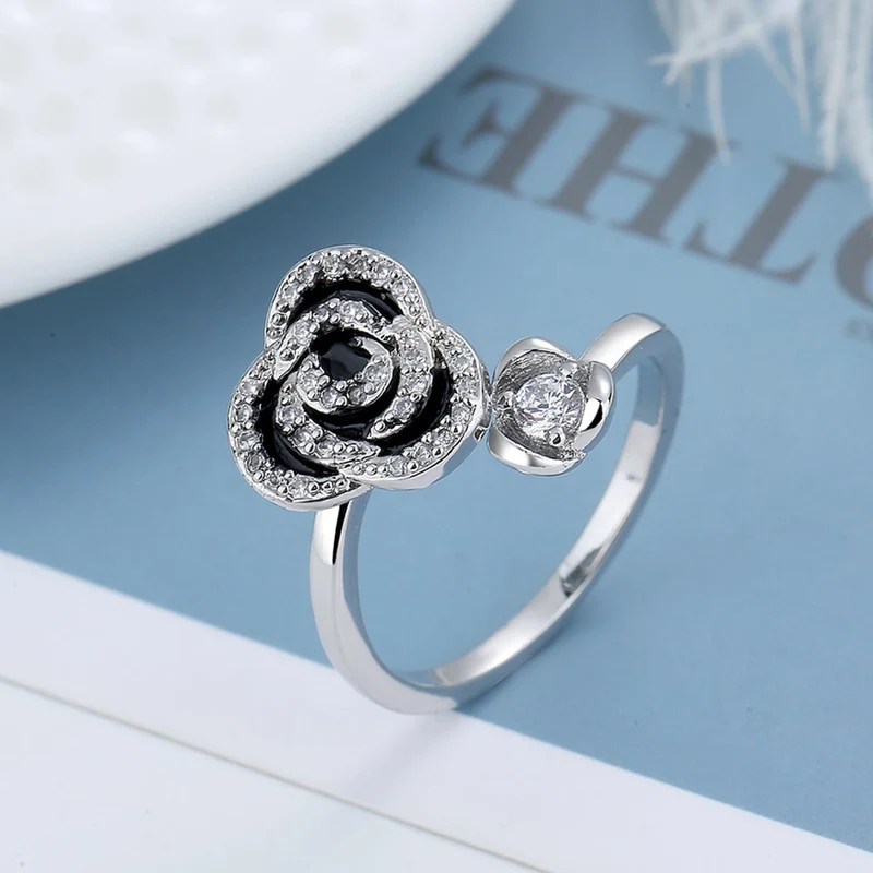 Bague anti-stress rose rotative